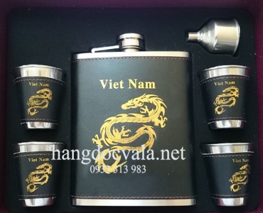 Bình rượu Inox Việt Nam 18oz ( 0,53L), quà tặng nam tính