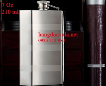 Bình rượu inox 7oz Honest cong cao cấp kẻ sọc 210 ml