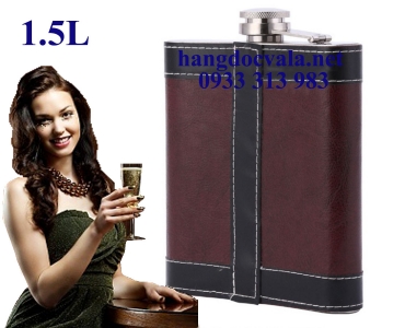 Bình rượu inox CCCP bọc da 1.5L có túi da rời 