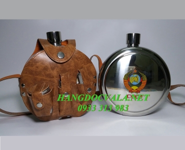 Bình đựng rượu inox tròn túi da CCCP 42oz, kèm dụng cụ đa năng - 1,24 lít