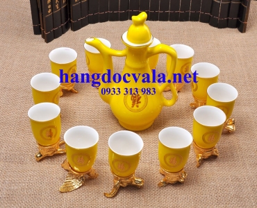 Ly rượu 12 con giáp bằng sứ mạ vàng