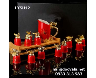 BỘ LY 12 CON GIÁP MẠ VÀNG BẰNG SỨ CAO CẤP