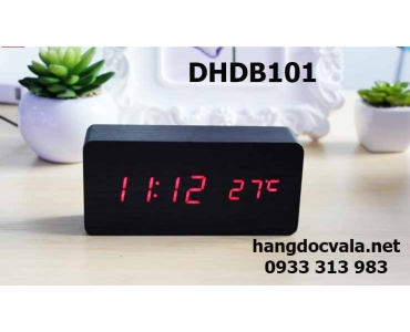 Đồng hồ led cục gỗ hình chữ nhật cỡ lớn