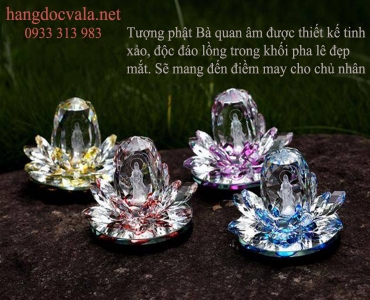 Đèn hoa sen pha lê Phật Bà Quan Âm tỏa hương