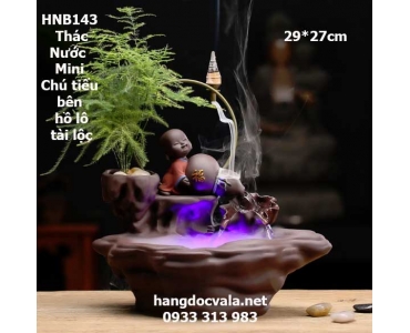 THÁC NƯỚC PHONG THỦY MINI CHÚ TIỂU ÔM HỒ LÔ TÀI LỘC