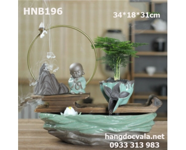 THÁC NƯỚC PHONG THỦY BẰNG GỐM CHÚ TIỂU TĨNH TÂM NIỆM PHẬT