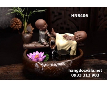 THÁC NƯỚC PHONG THỦY ĐỂ BÀN GỐM CAO CẤP HAI CHÚ TIỂU NGHỈ TRƯA