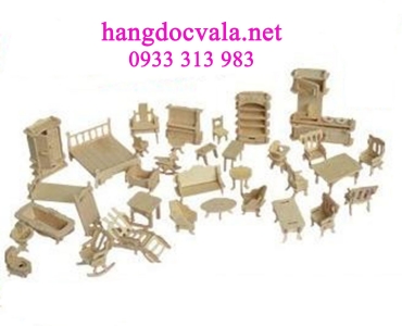 Bộ mô hình lắp ghép nội thất 3D bằng gỗ 36 món