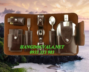 Bộ bình rượu đa năng PCCNR, dạng xếp xách tay: bình, dao, thìa, nĩa...