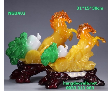 TƯỢNG NGỰA ĐÁ PHONG THỦY KÉO BẮP CẢI TÀI LỘC