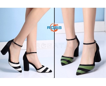 Giày cao gót sọc dễ thương