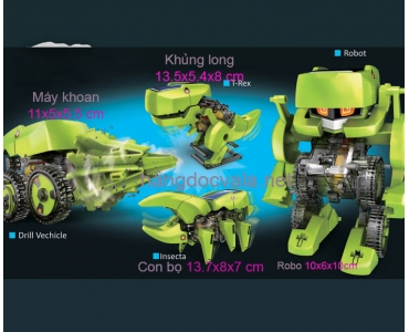  Solar robot kit 4 in 1 phiên bản Jurassic Park-T4 Transforming Solar Robot Kit