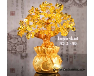 CÂY TÀI LỘC BẰNG ĐÁ THẠCH ANH VÀNG