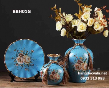 BỘ BÌNH GỐM TRANG TRÍ HOA MẪU ĐƠN PHÚ QUÝ